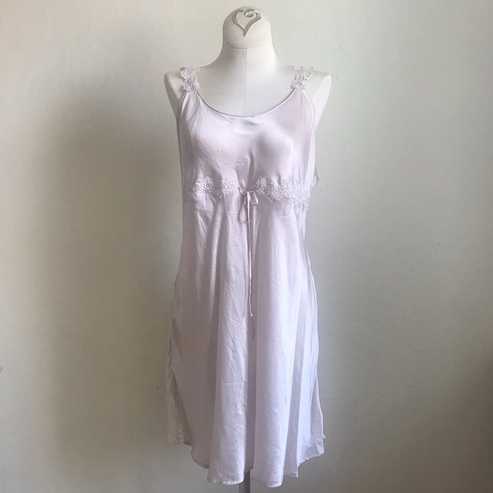 NK Romance 100% Silk Chemise Robe Nightie Lingerie Slip Dress One Piece Pink M